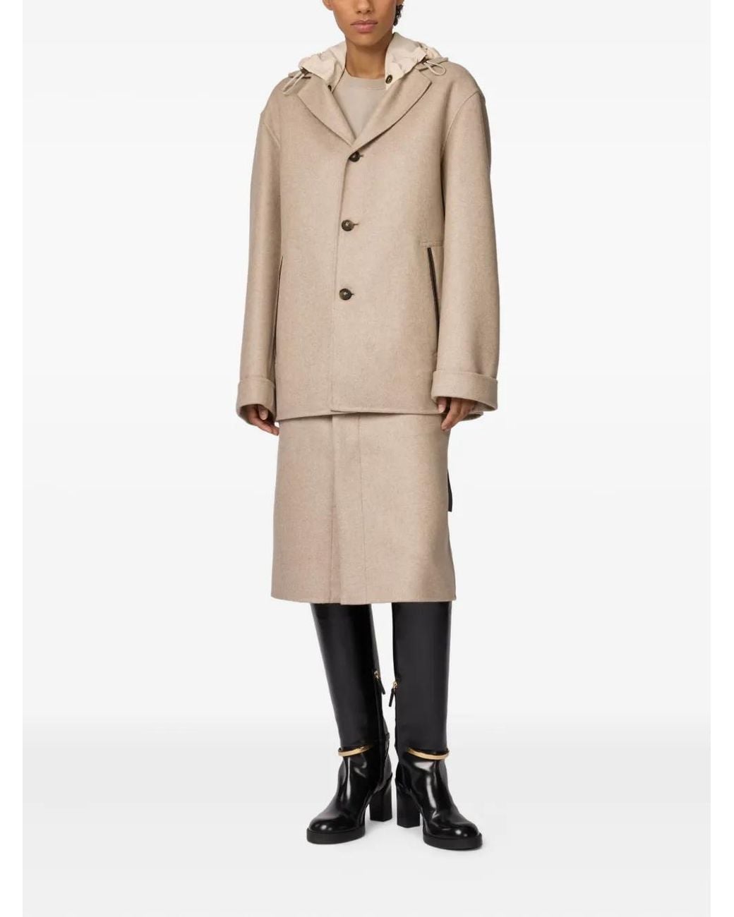 Tod's Natural Hooded Trimmed Jacket