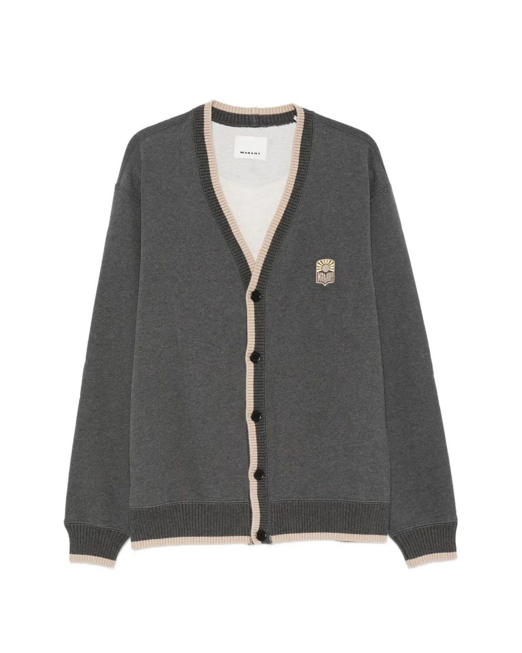 Isabel Marant Gray Cardigan Boutonné À Patch Logo for men
