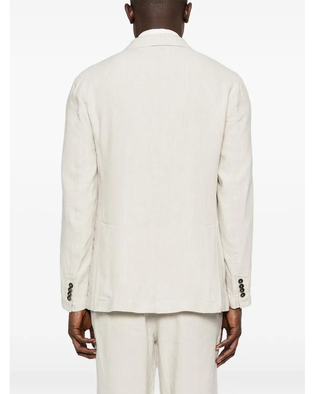 Barena White Herringbone Single-Breasted Blazer for men