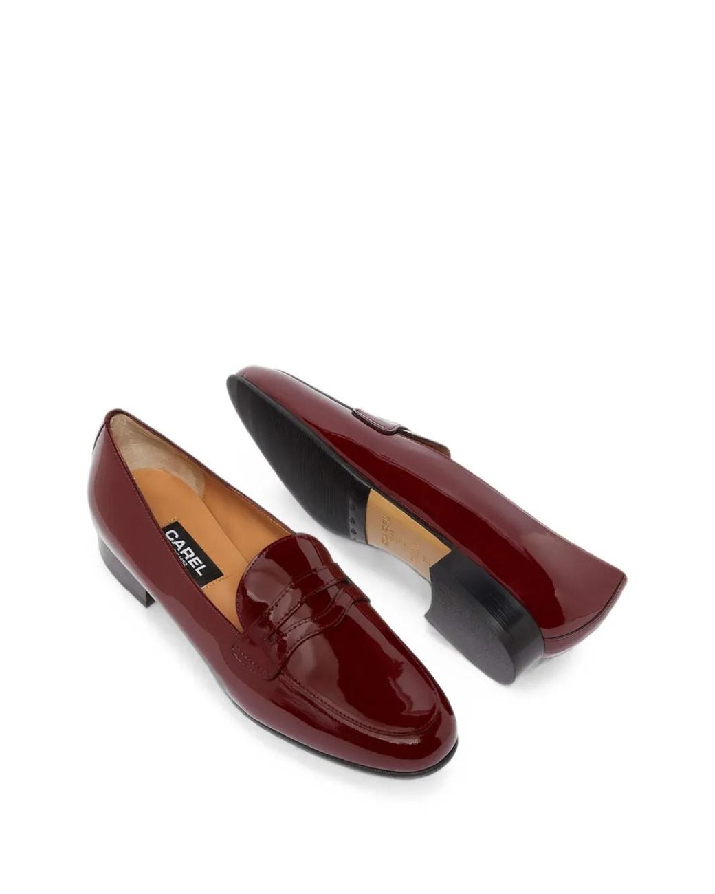 CAREL PARIS Red Mocassins 2100 En Cuir Verni