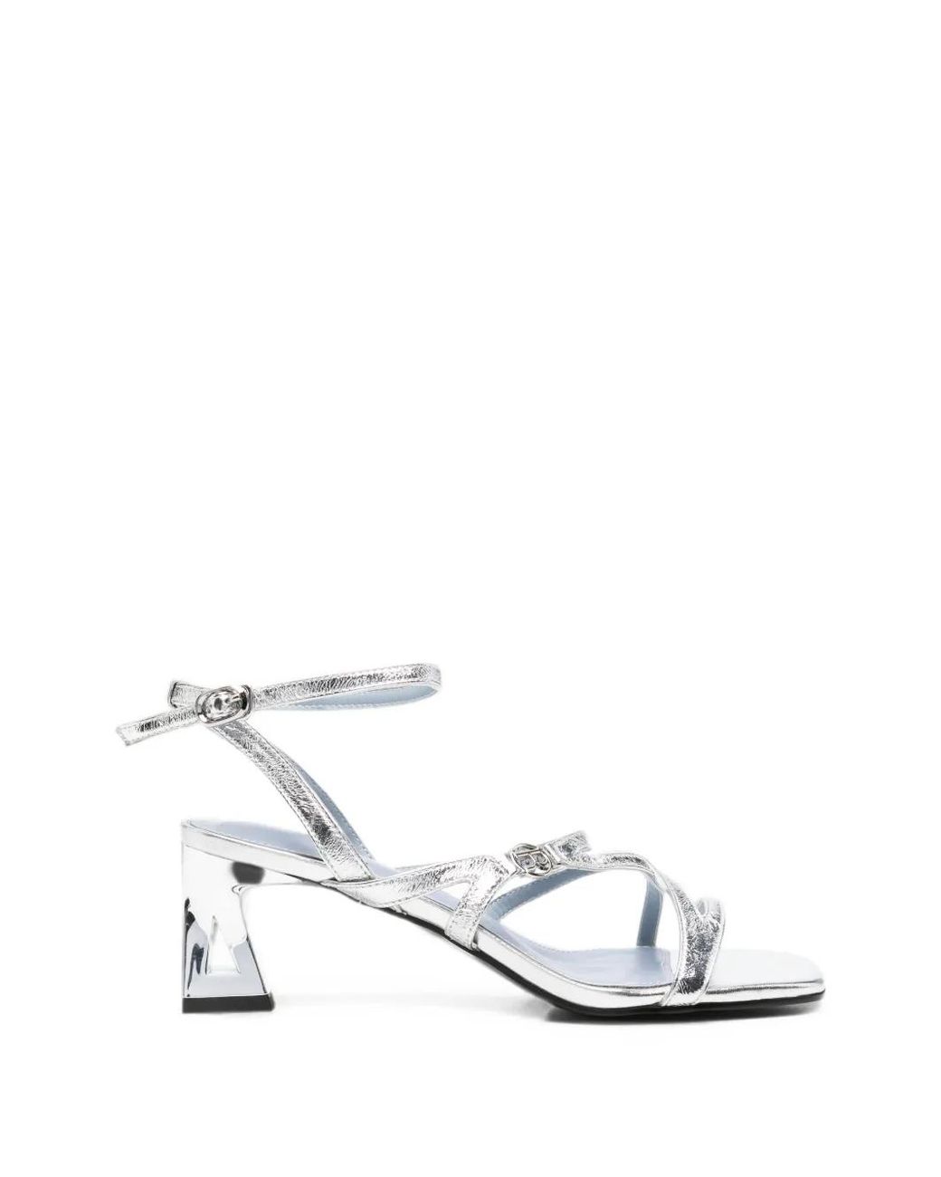 SERGIO MORETTI FIRENZE White Metallic-Effect Strappy Sandals