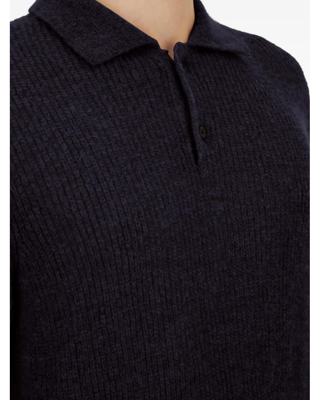 Herno Blue Ribbed Polo-Neck Sweater for men
