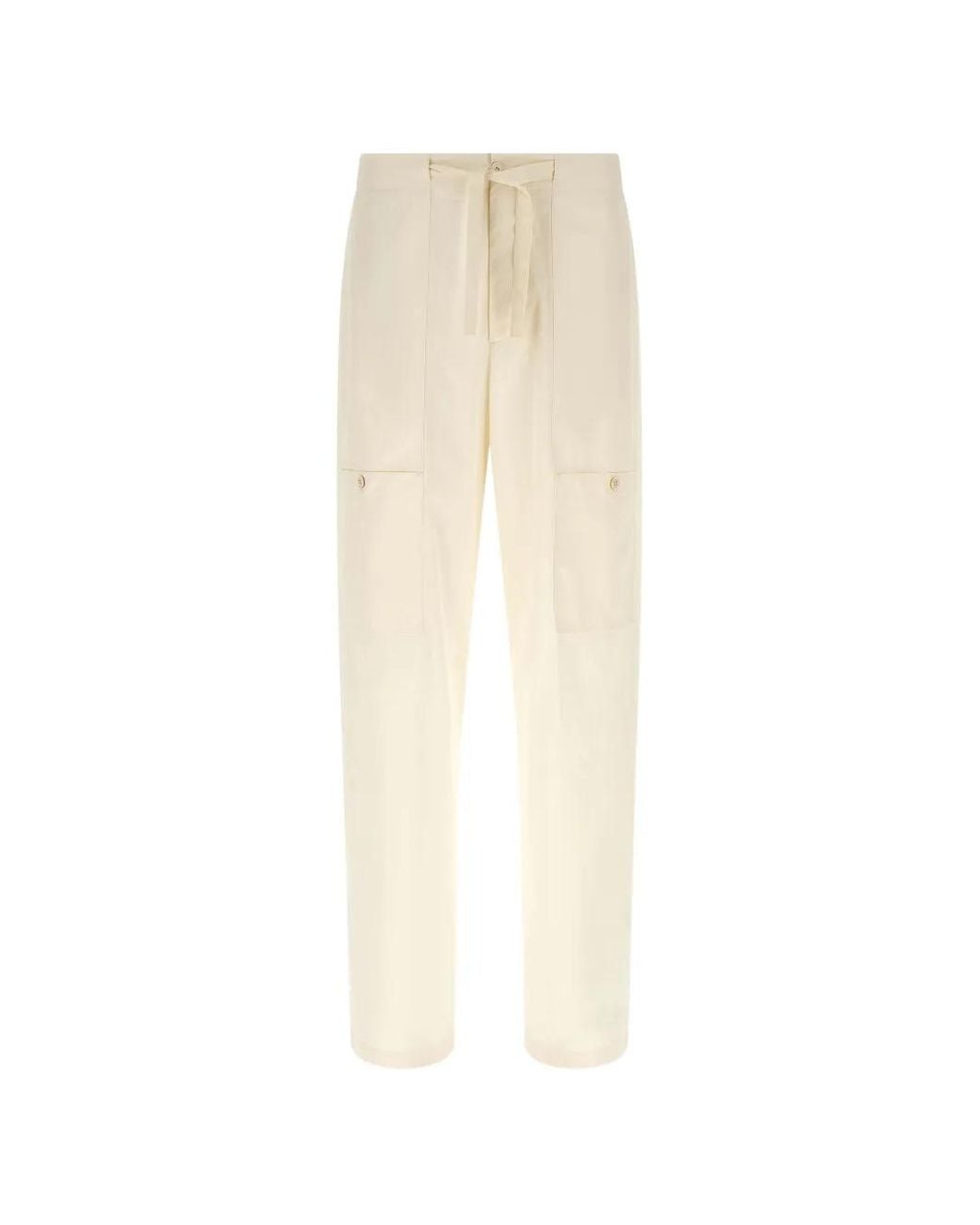 Jil Sander White Cotton Poplin Cargo Pants for men
