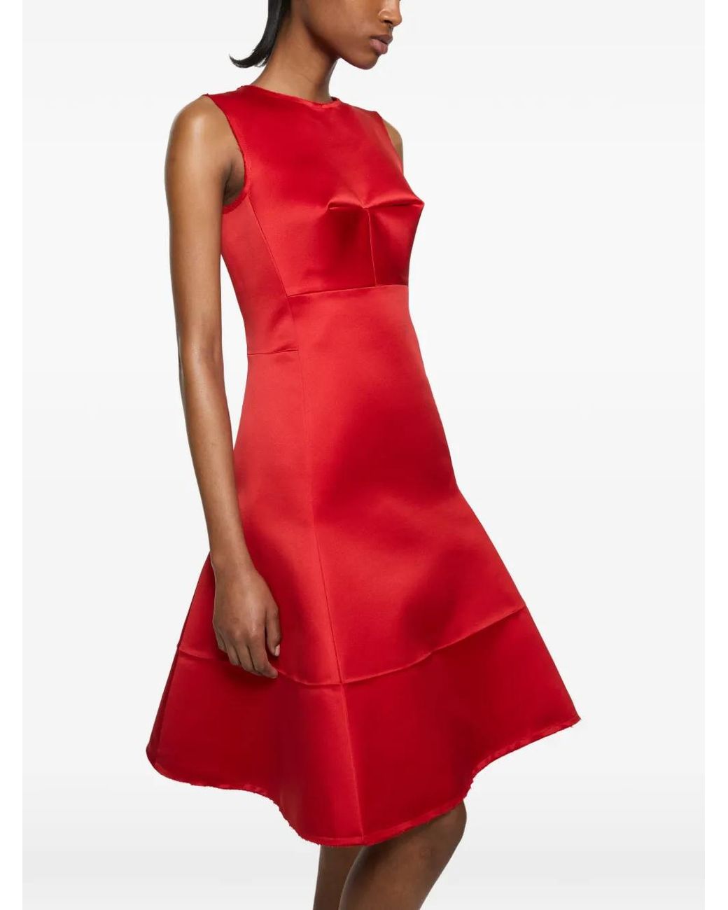 Acne Red Satin Tunic Dress