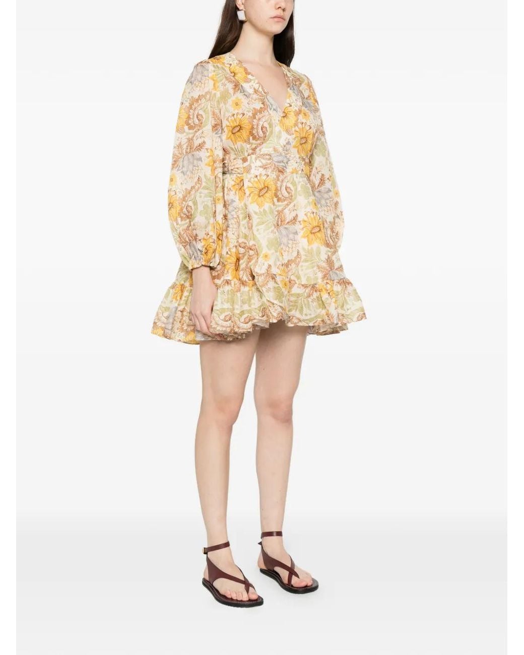 Zimmermann Daylight Frill Mini Dress in Natural | Lyst