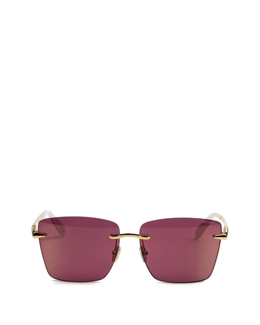 BVLGARI Purple Rimless Square-Frame Sunglasses