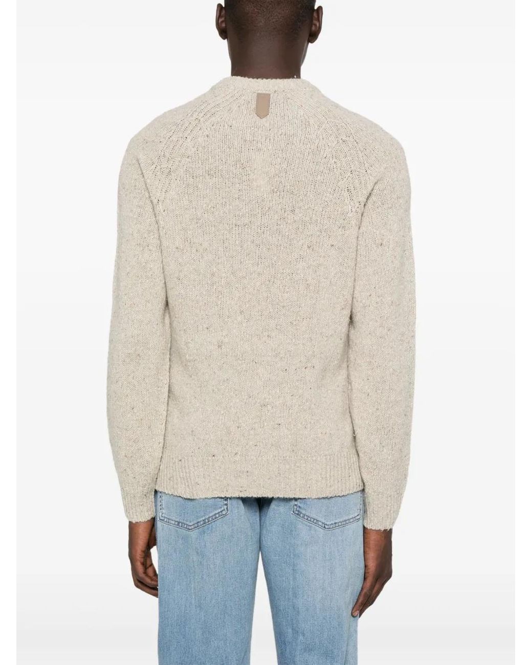 Canali Natural Speckled Crew-Neck Sweater for men