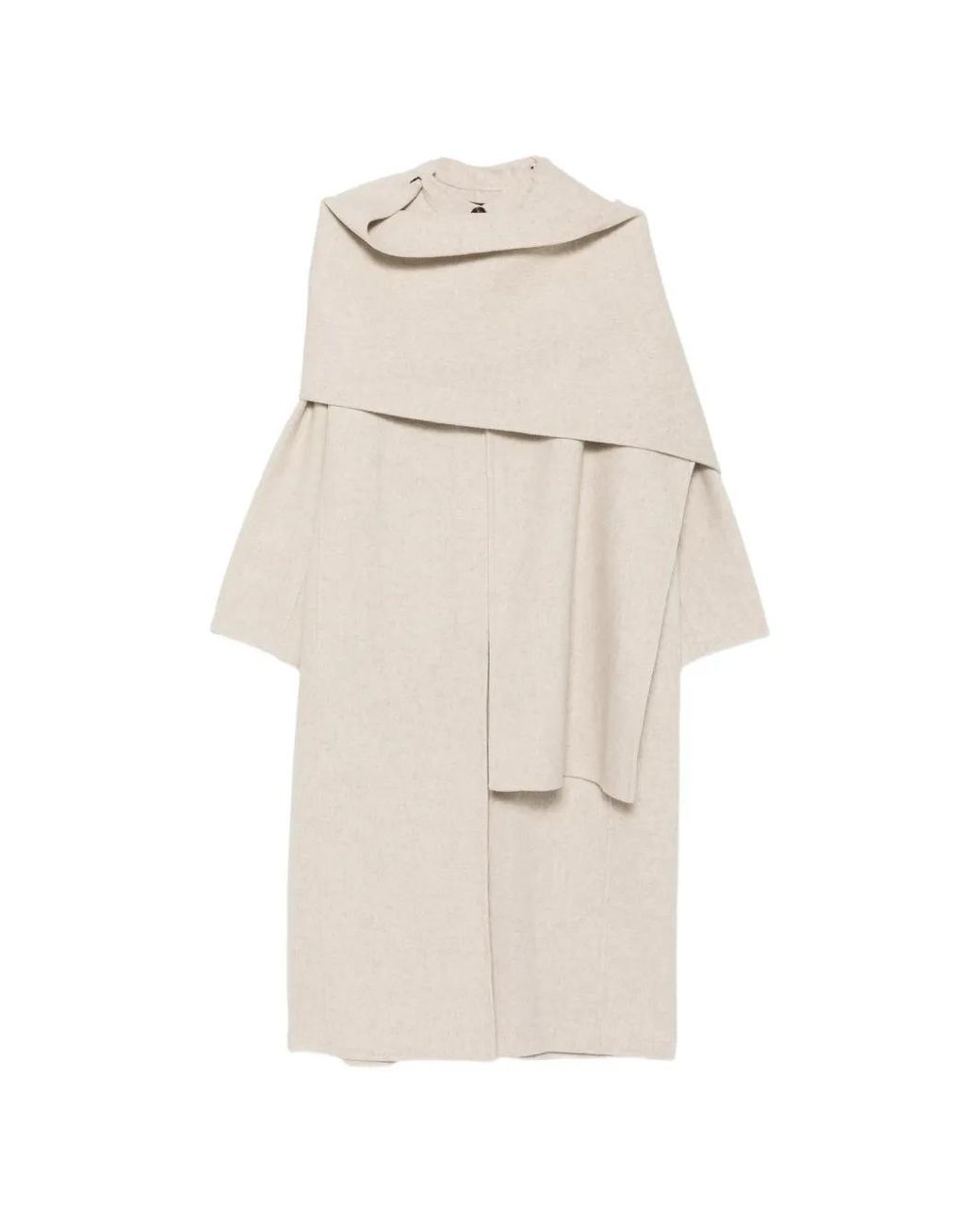 Soeur Natural Scarf-Detail Longline Coat