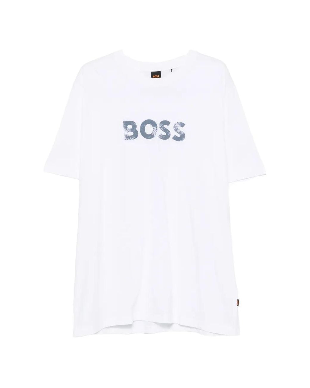 Boss White Logo-Print T-Shirt for men