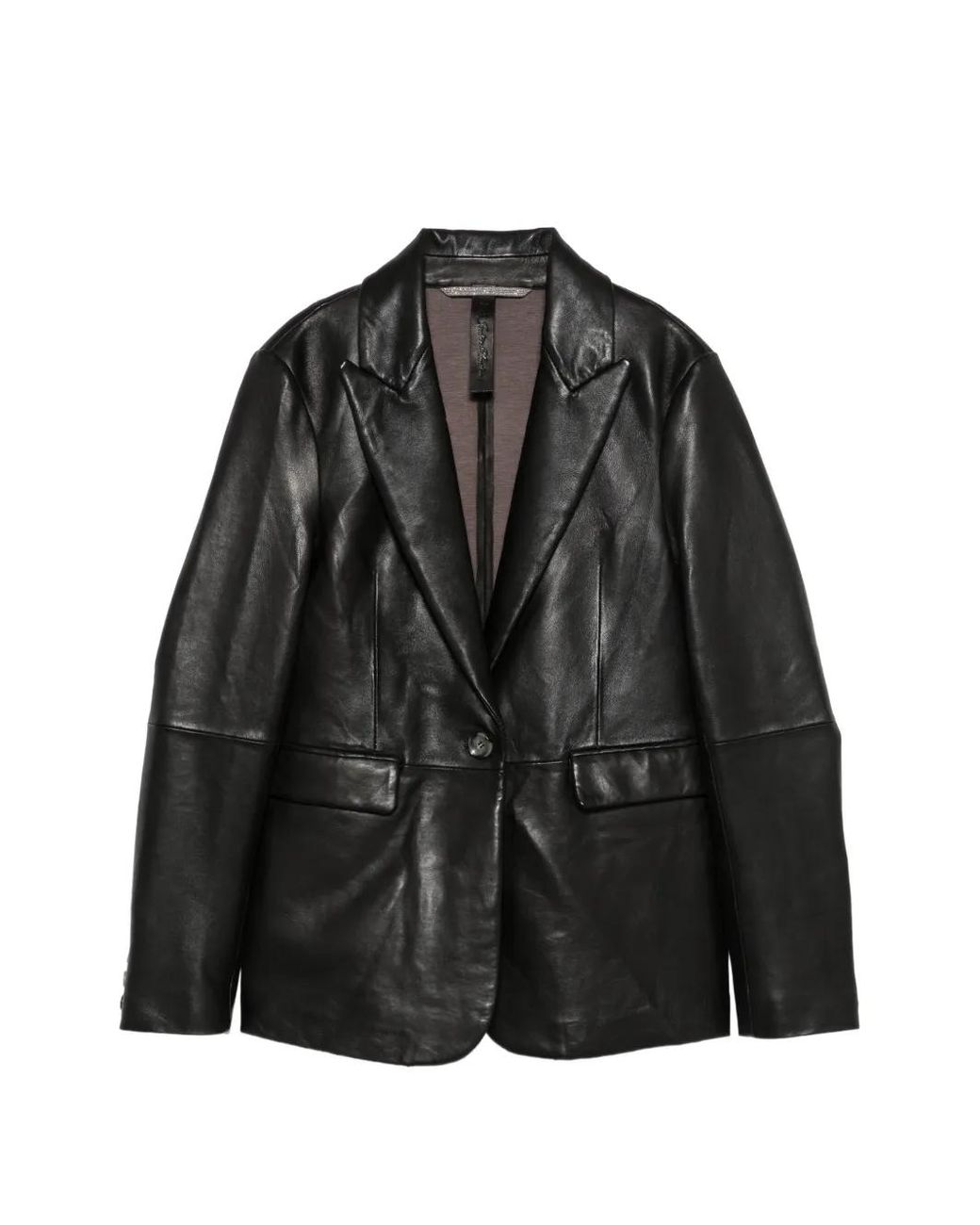 The Jackie Leathers Black Single-Breasted Leather Blazer