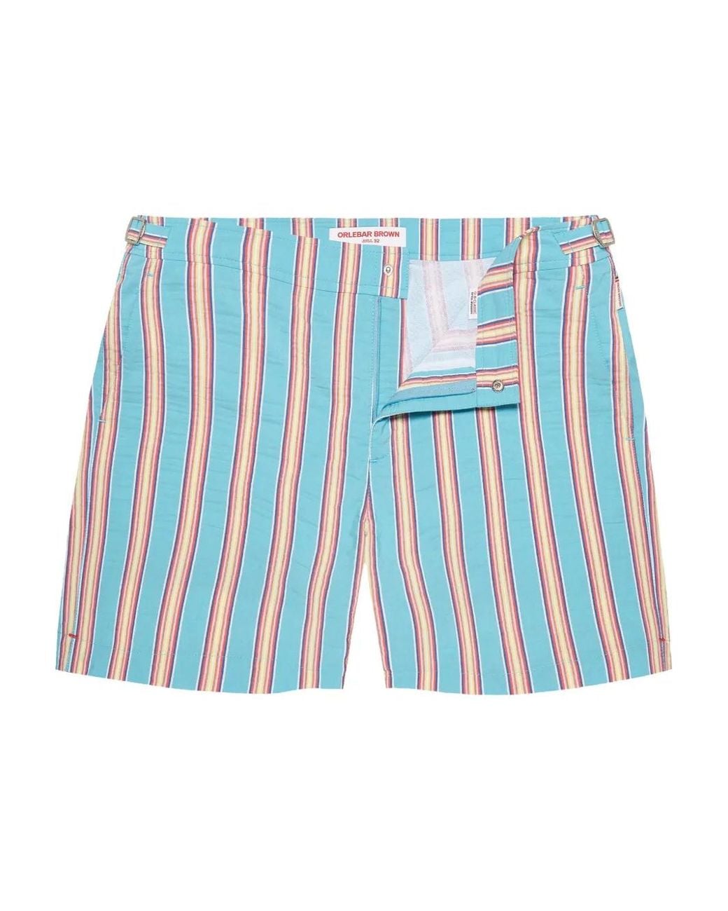 Orlebar Brown Blue Mid-Length Deckchair Stripe Swim Shorts for men