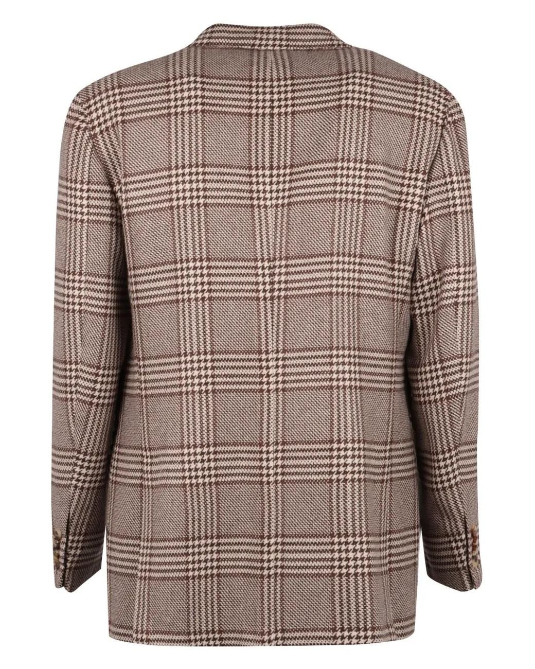 Kiton Brown Check-Pattern Blazer for men