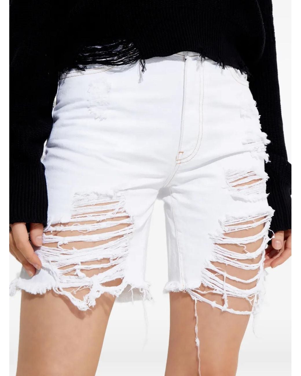 Pantalones Cortos Con Efecto Deshilachado SER.O.YA de color White