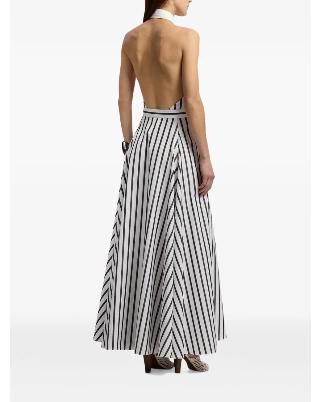Ralph Lauren White Eldred Striped Cotton Day Dress