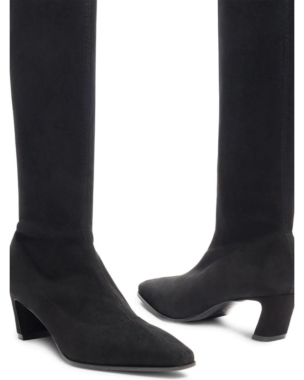 Stuart Weitzman Black Stassi Stretch-Suede Boots