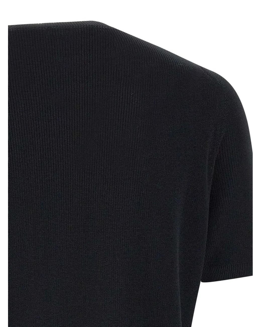 FILIPPO DE LAURENTIIS Black Ribbed Short-Sleeve T-Shirt for men