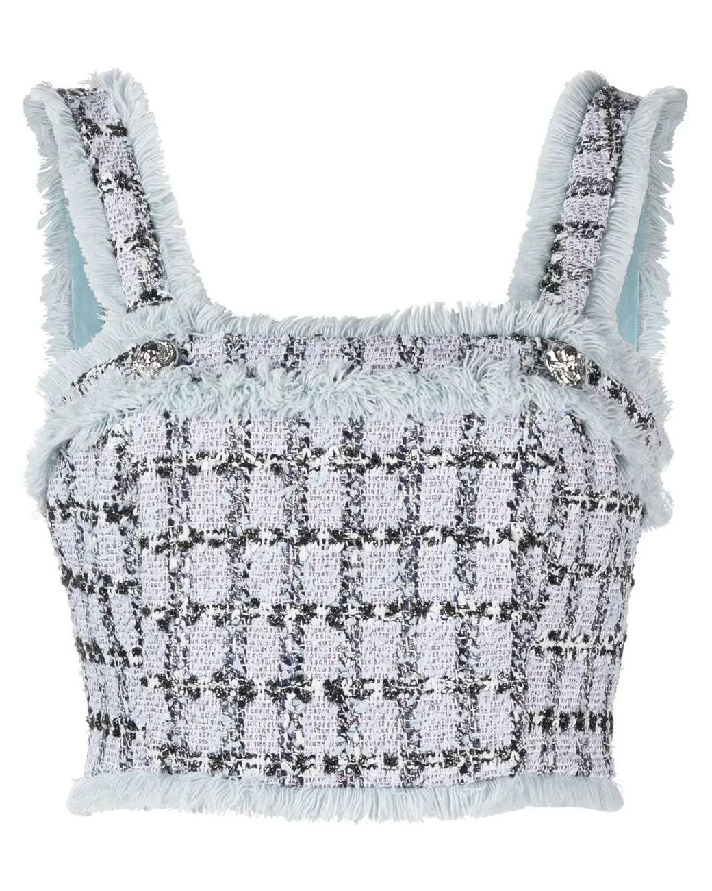 Philipp Plein Gray Tweed Cropped Top