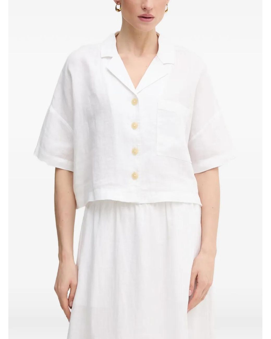 DKNY White Chemise À Poche Plaquée