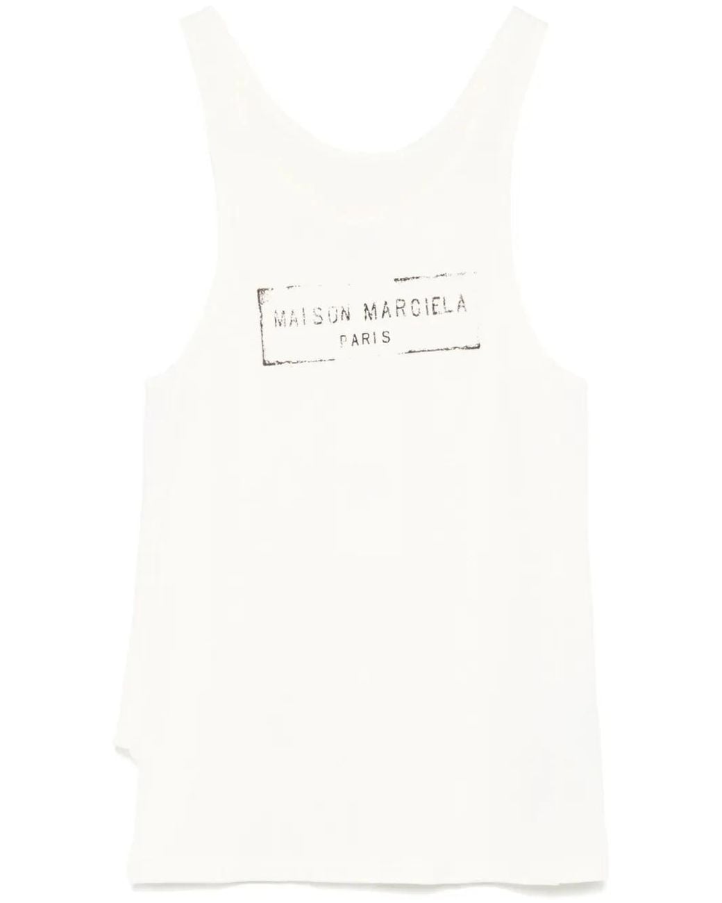 Maison Margiela White Logo-Print Tank Top