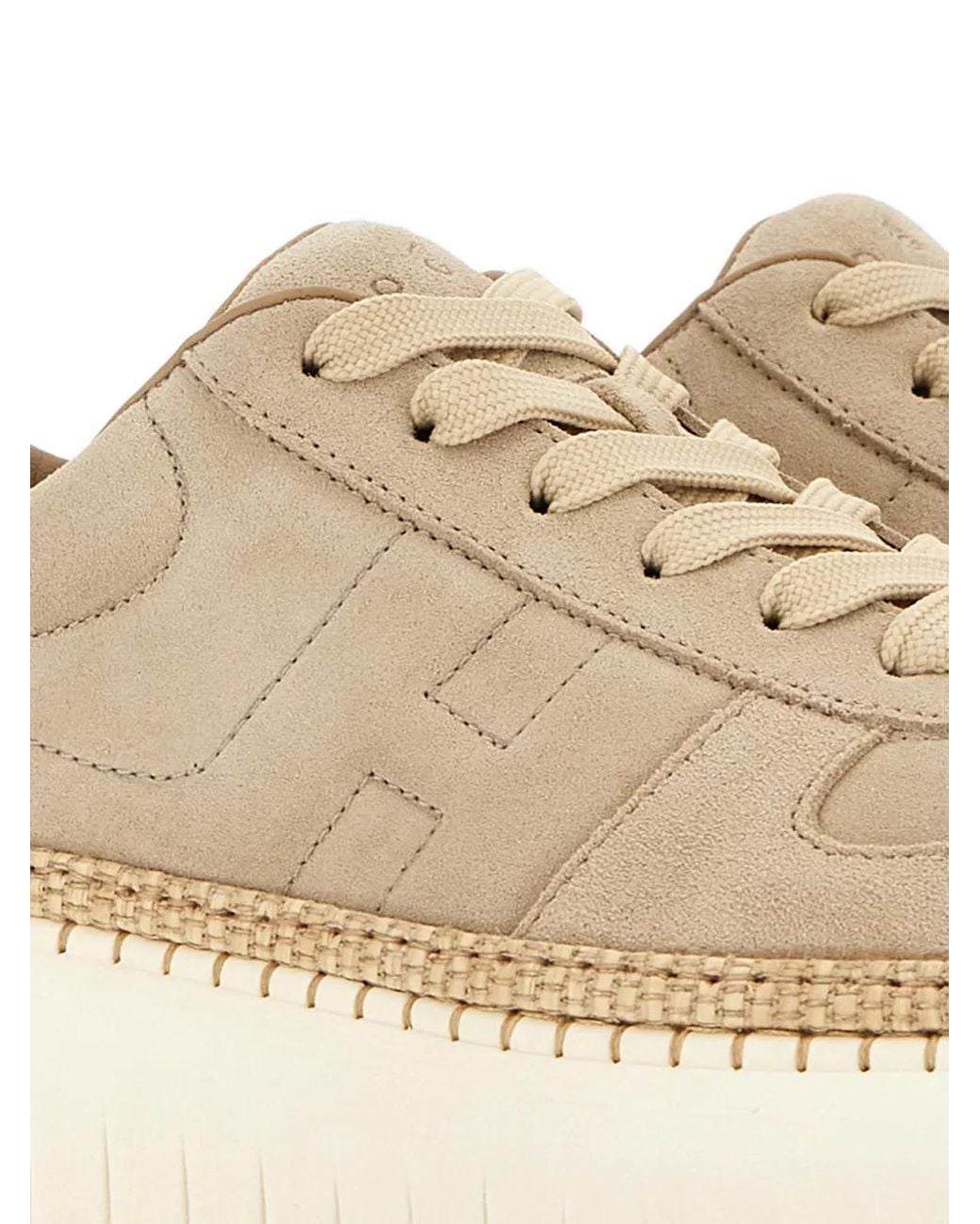 Hogan Natural H-Stripes Suede Platform Sneakers
