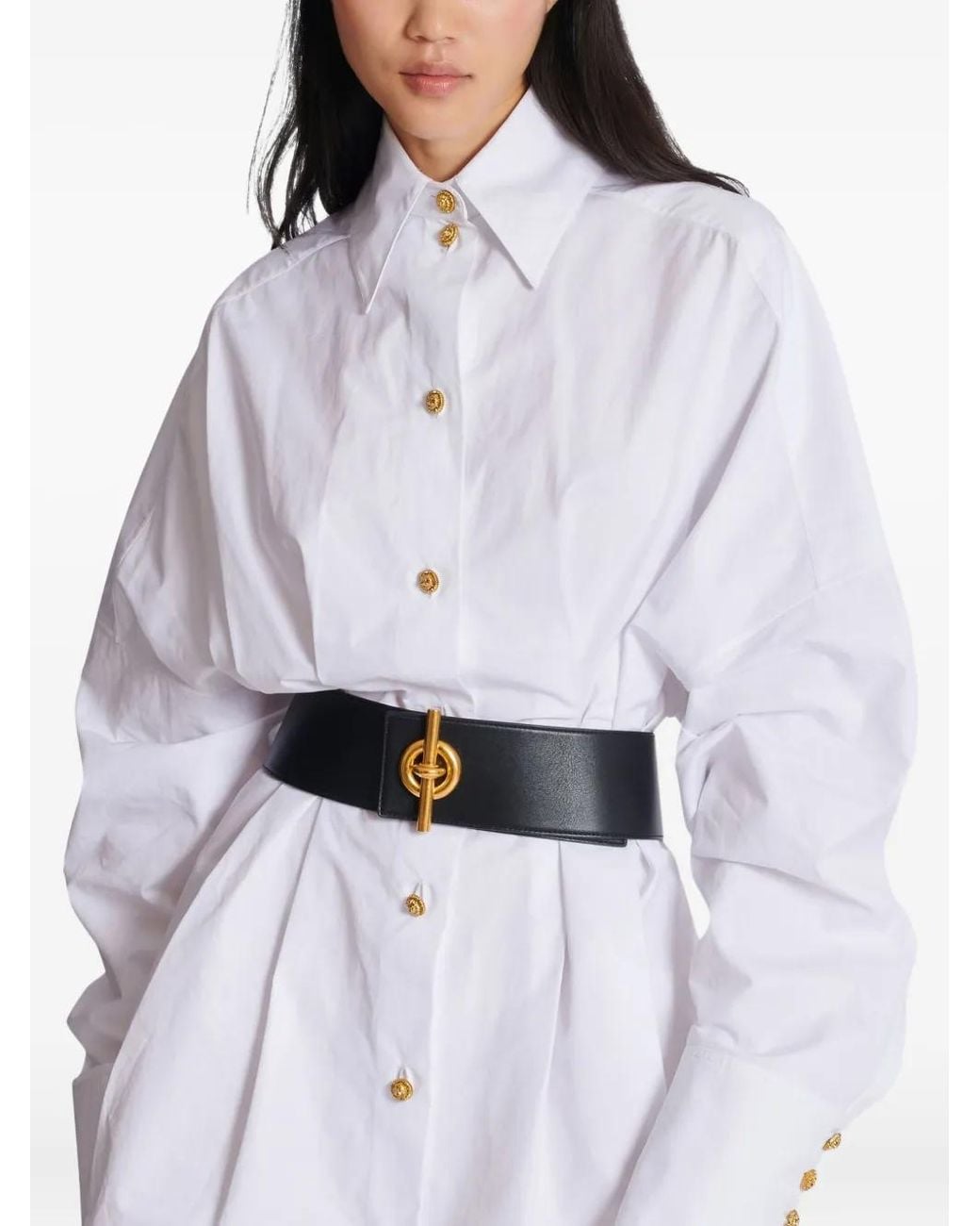 Balmain White T-Bar Leather Belt