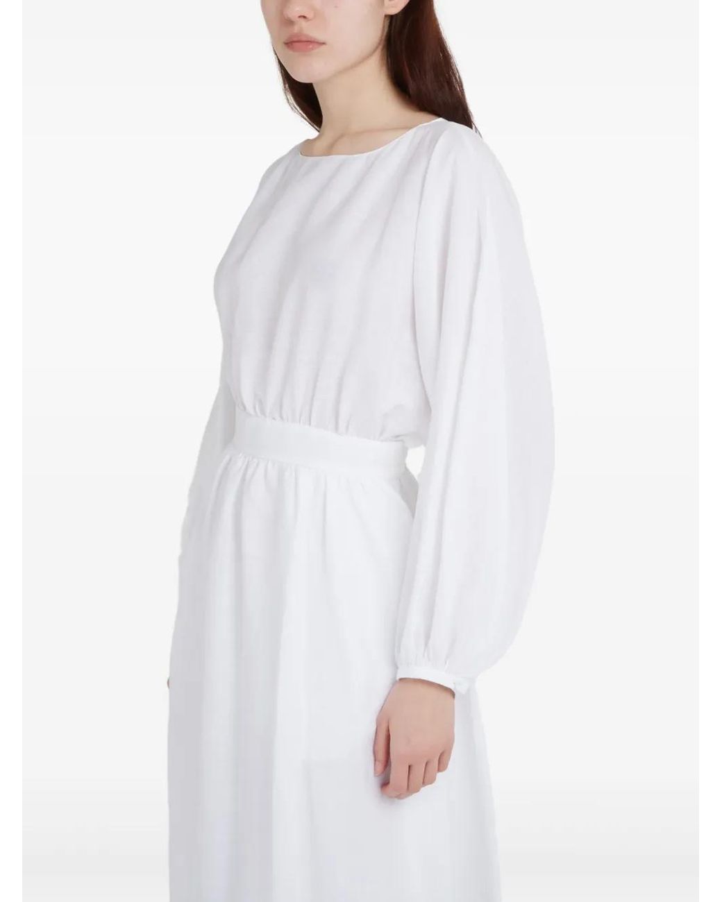 Gabriela Hearst White Ahmose Linen Midi Dress