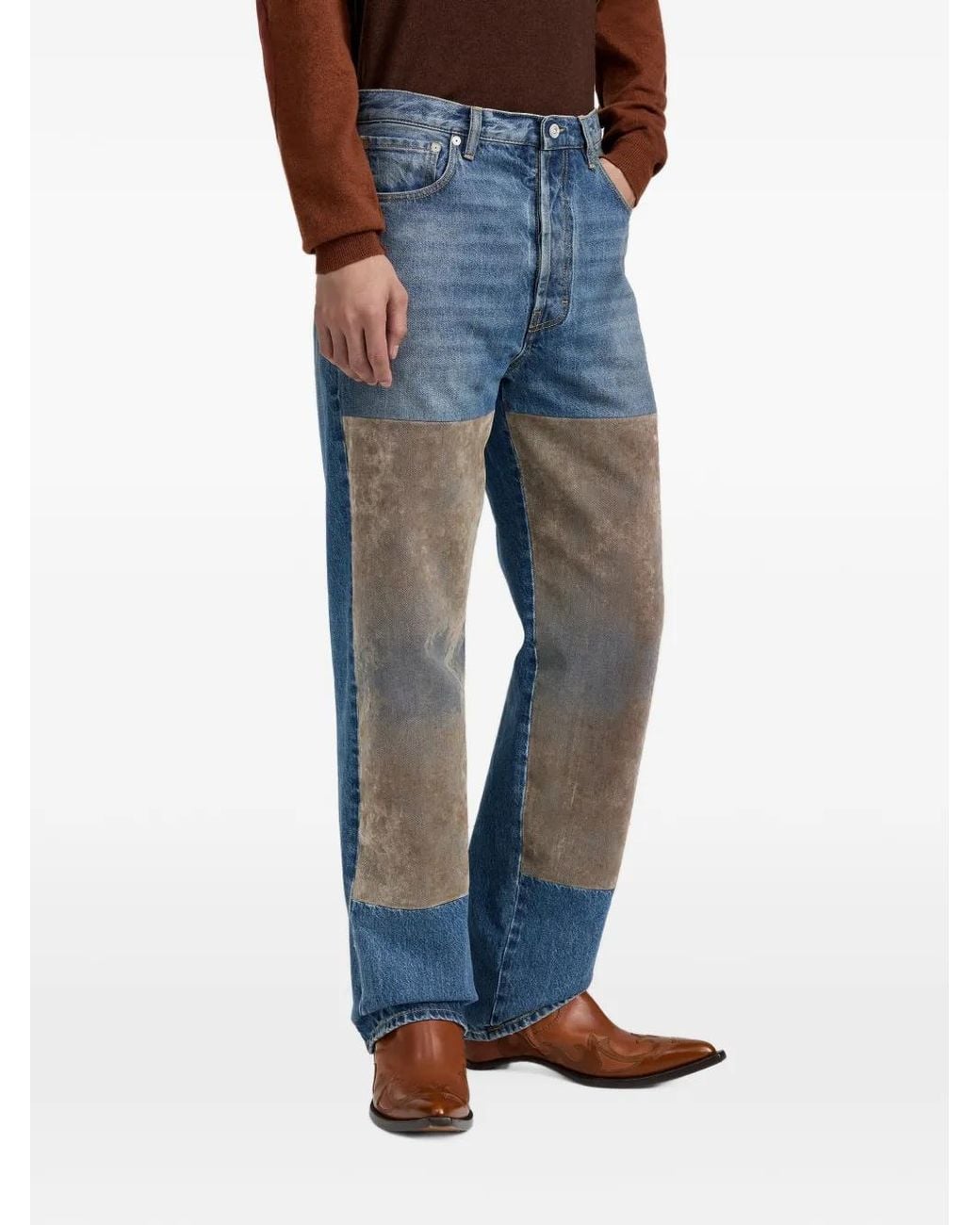 Maison Margiela Blue Flocked-Patch Jeans for men