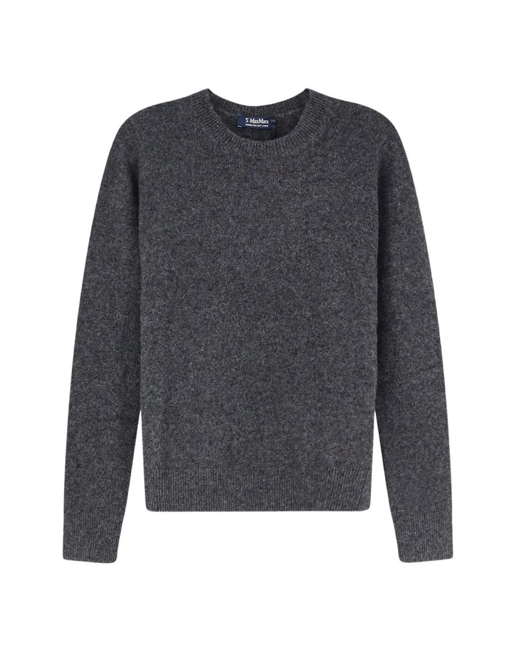 Max Mara Gray Logo-Embroidered Elbow-Patch Sweater