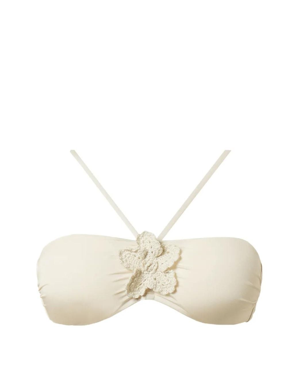 Twinset Natural Bandeau Bikini Top With Crochet Brooch