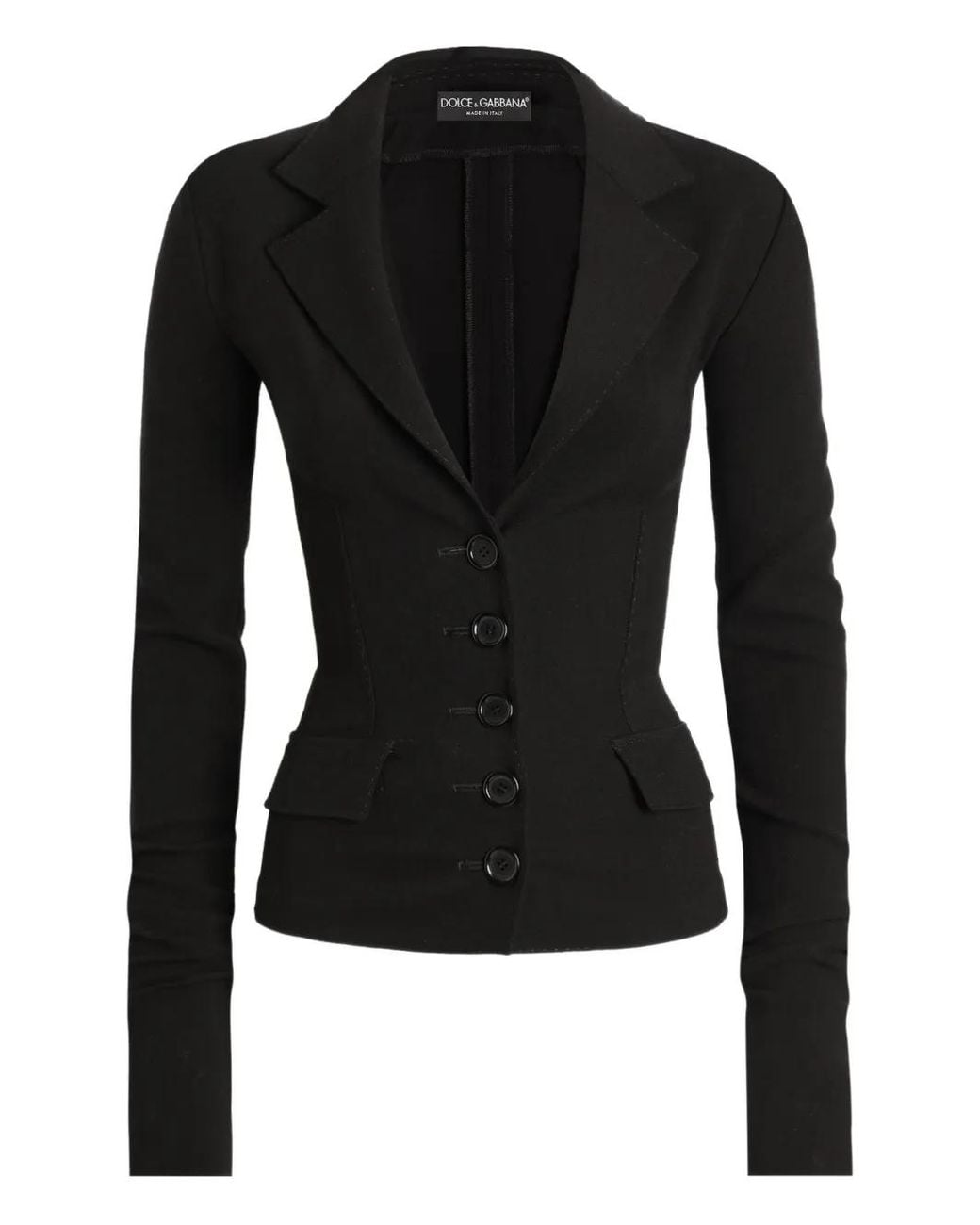 Dolce & Gabbana Black Dolce & Gabbana Single-Breasted Wool Canvas Jacket