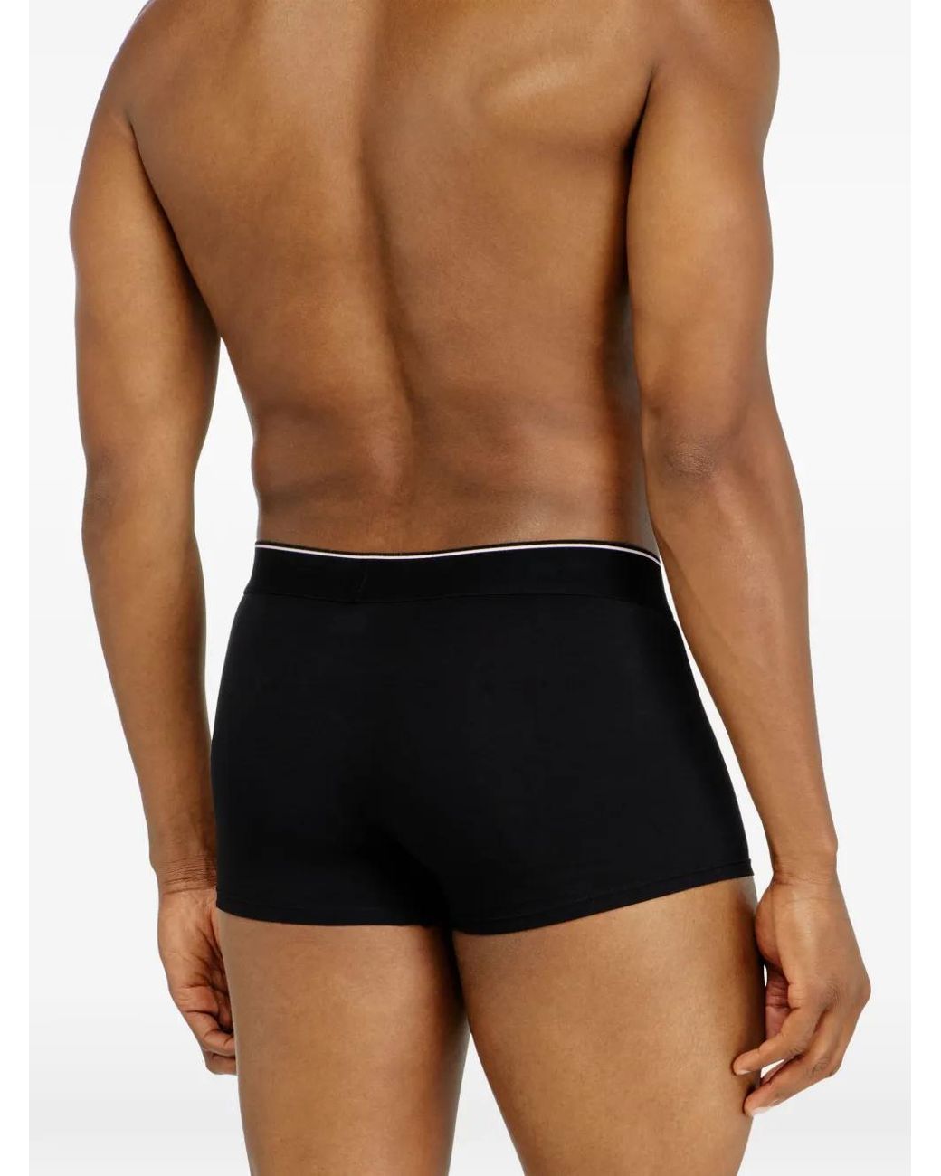 DIESEL Black Three-Pack Stretch Cotton Trunks With Floral Motif for men
