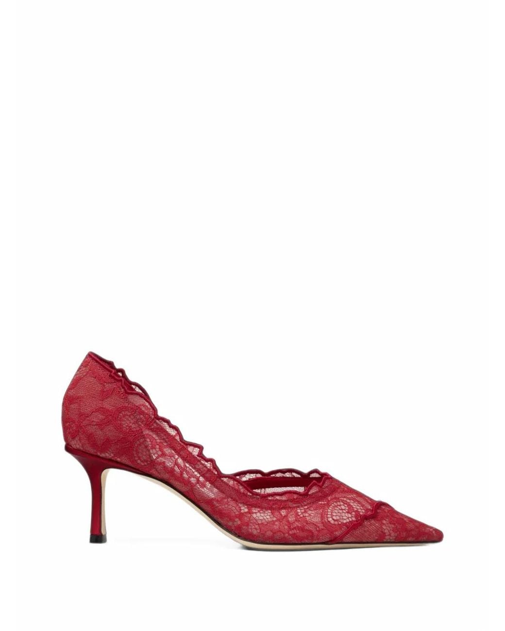Jimmy Choo Red Faiz Lace-Overlay Pumps