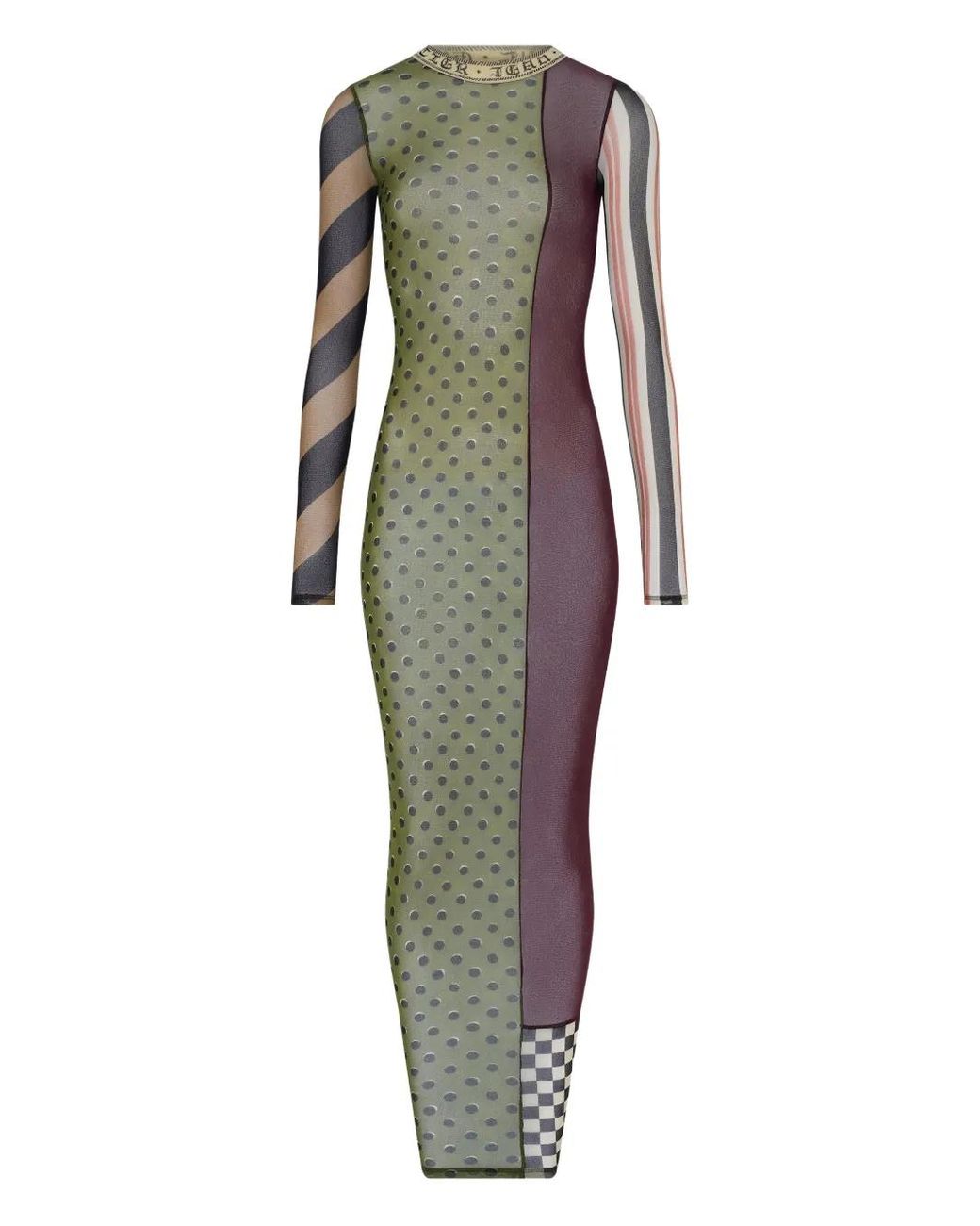 Jean Paul Gaultier Patchwork Printed Maxi Dress in Green | Lyst