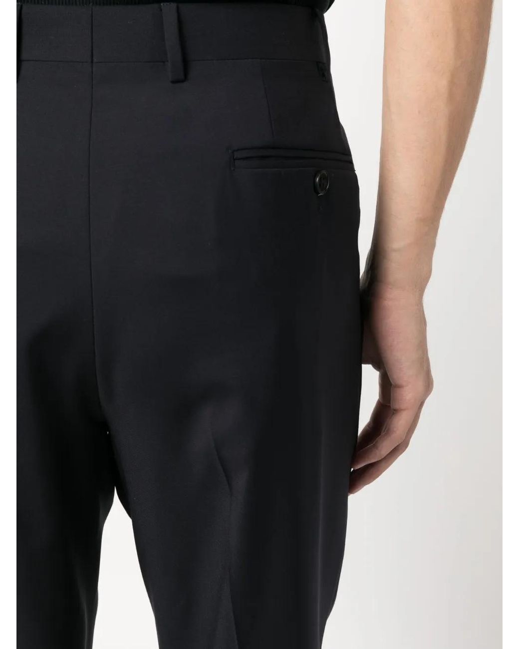 Canali Blue Straight-Leg Wool Tailored Trousers for men