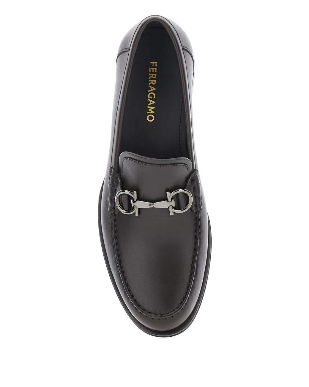 Ferragamo Black Leather Loafers for men