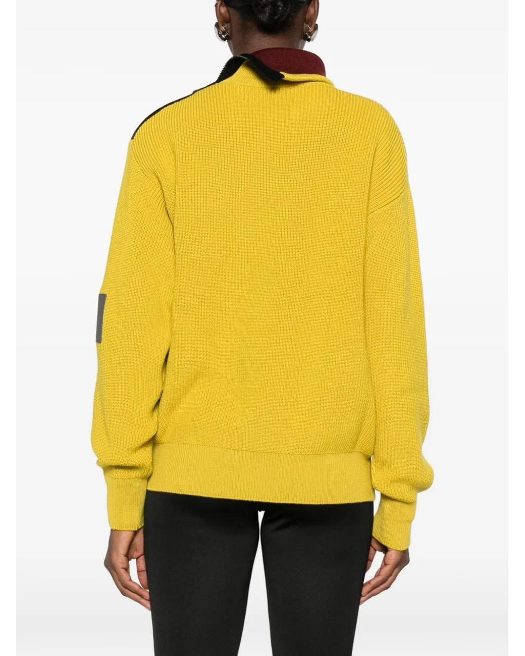 Loewe Yellow Zip-Shoulder Ribbed-Knit Sweater