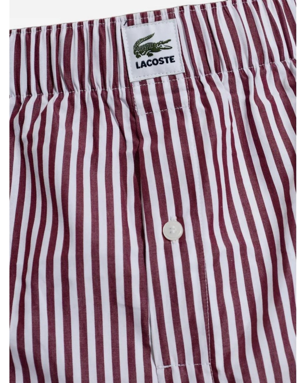 Lacoste Red Striped Cotton Boxer Shorts (Set Of Three) for men