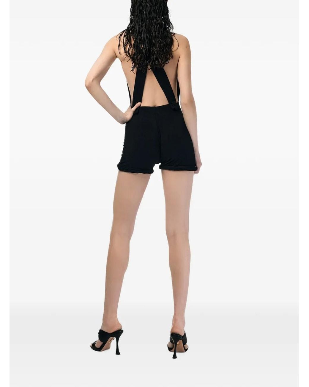 ANDRA ANDREESCU Black Halterneck Open-Back Playsuit