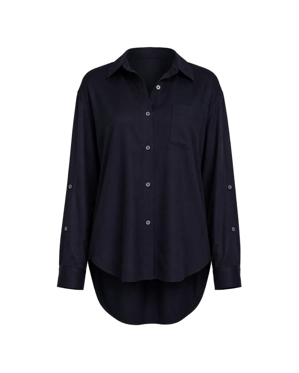 Citizens of Humanity Blue Kayla Chest-Pocket Curved-Hem Shirt