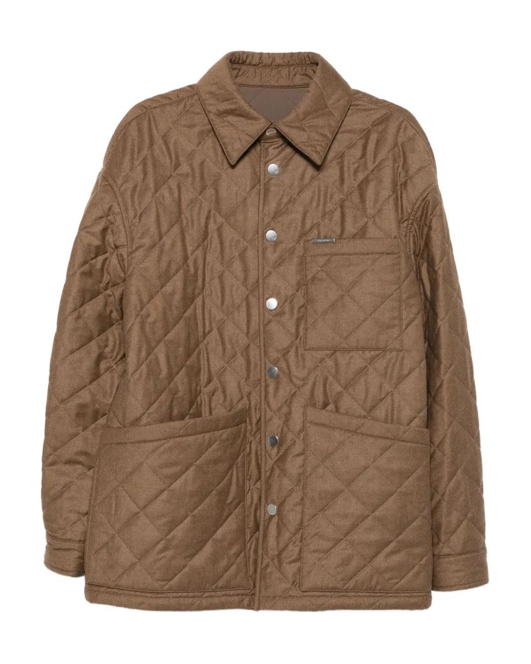 Ferragamo Brown Quilted Diamond-Pattern Jacket for men