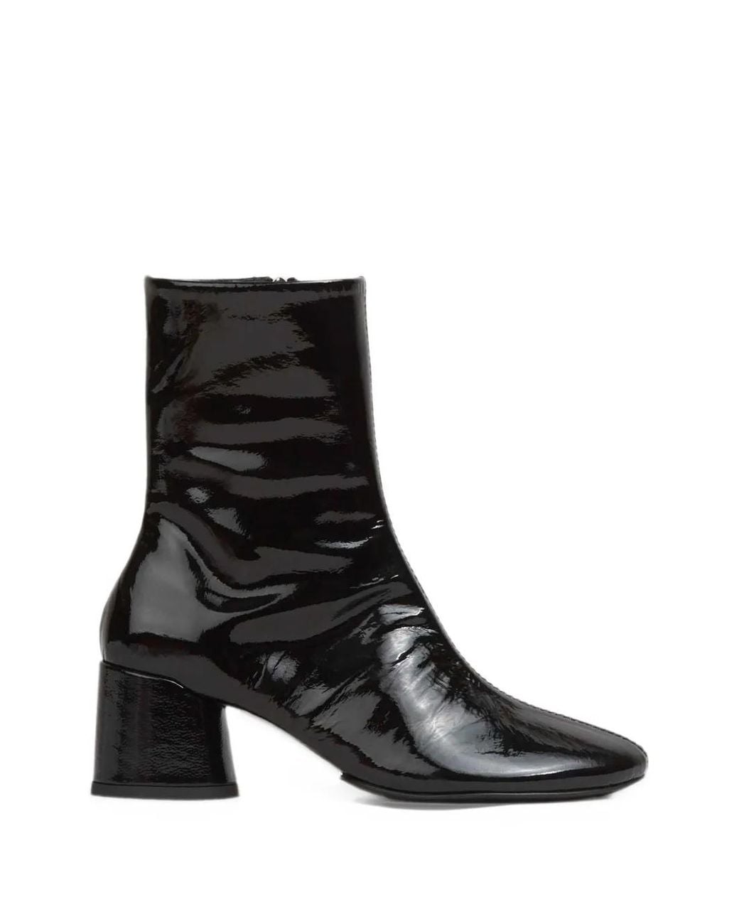 Souliers Martinez Black Flavia Patent Leather Ankle Boots