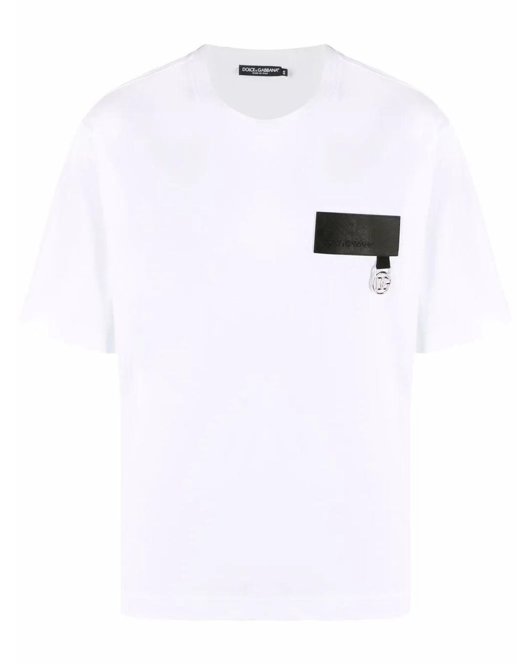 Dolce & Gabbana White Logo-Patch T-Shirt for men