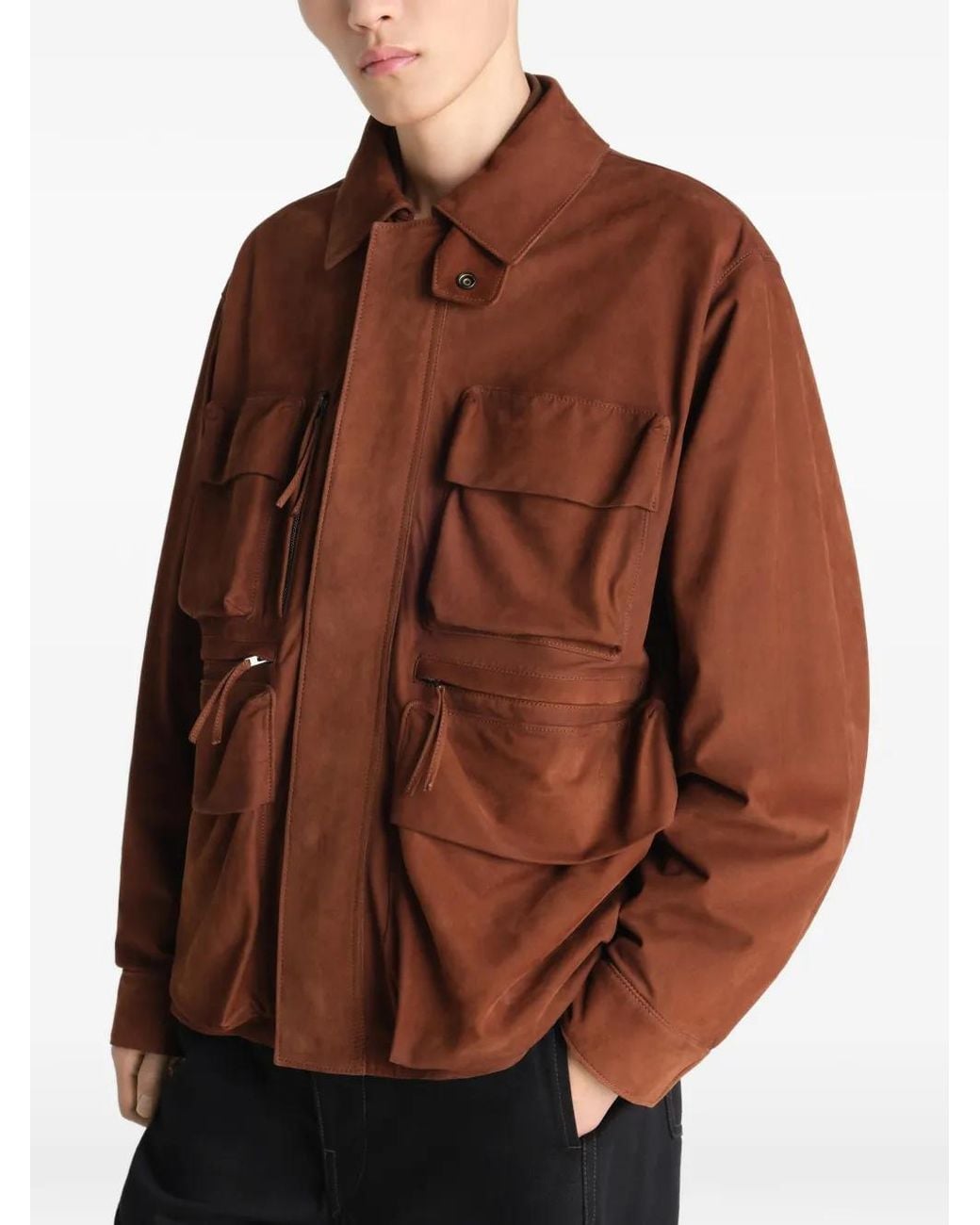 Lemaire Brown Patch-Pocket Jacket