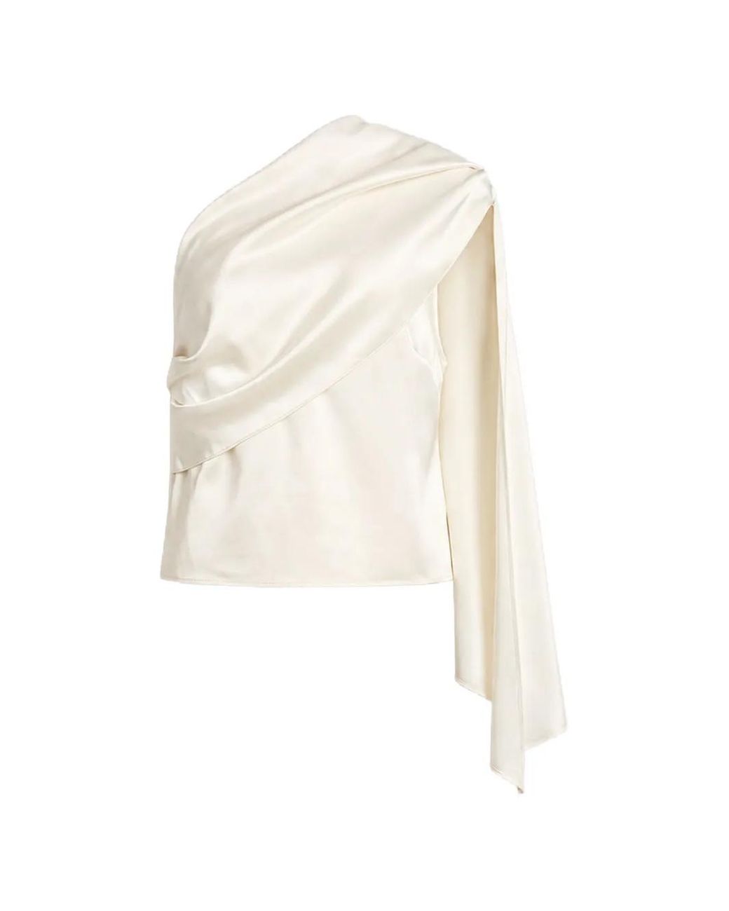 Alberta Ferretti White One-Shoulder Draped Blouse