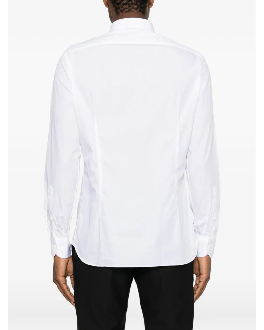 Truzzi White Spread-Collar Long-Sleeve Shirt for men