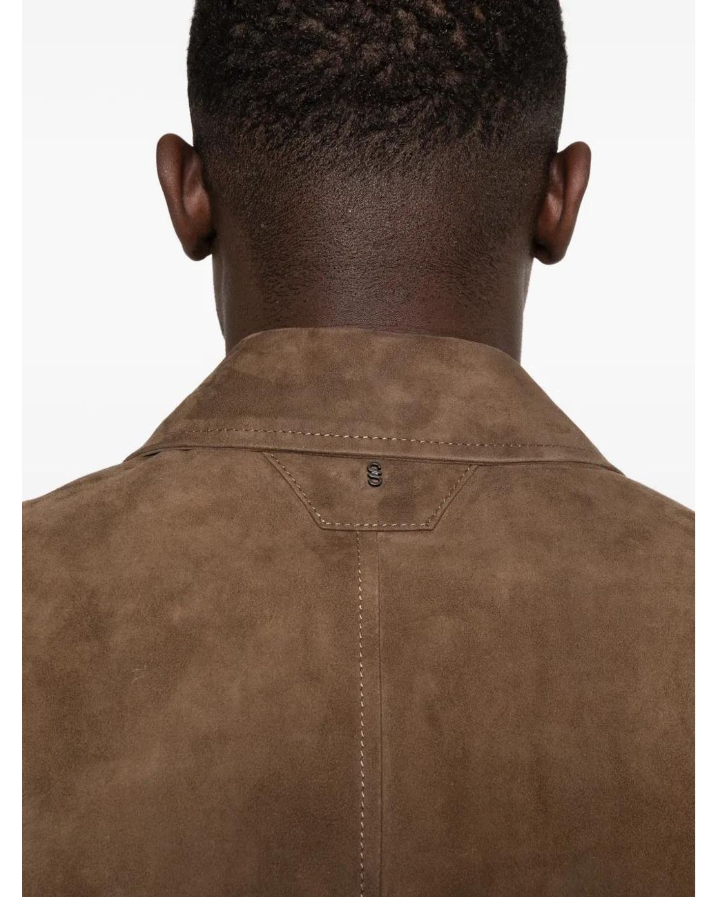 Salvatore Santoro Brown Single-Breasted Leather Jacket for men