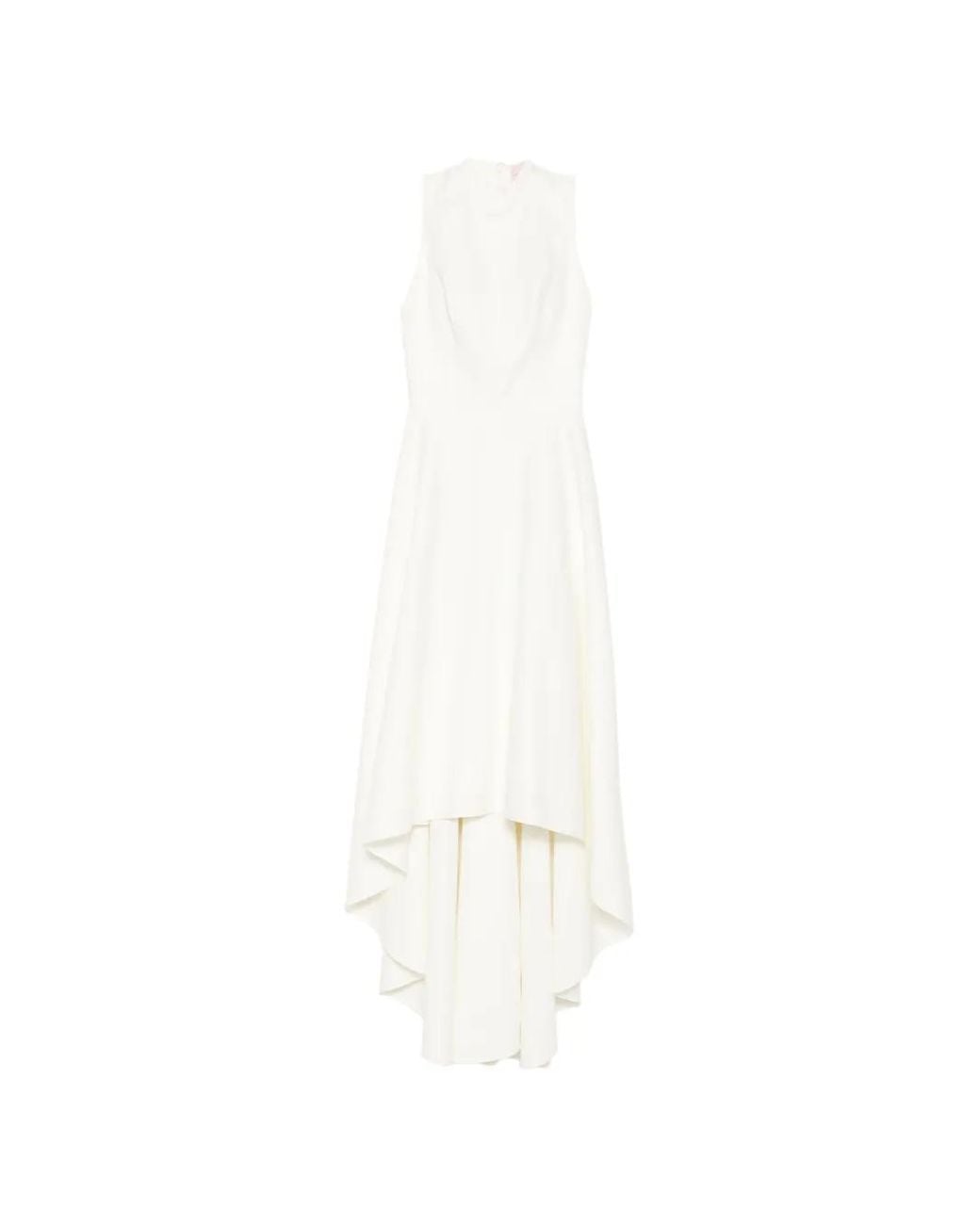 Leen Mougrhabi White Fleur Bow-Detail A-Line Maxi Dress