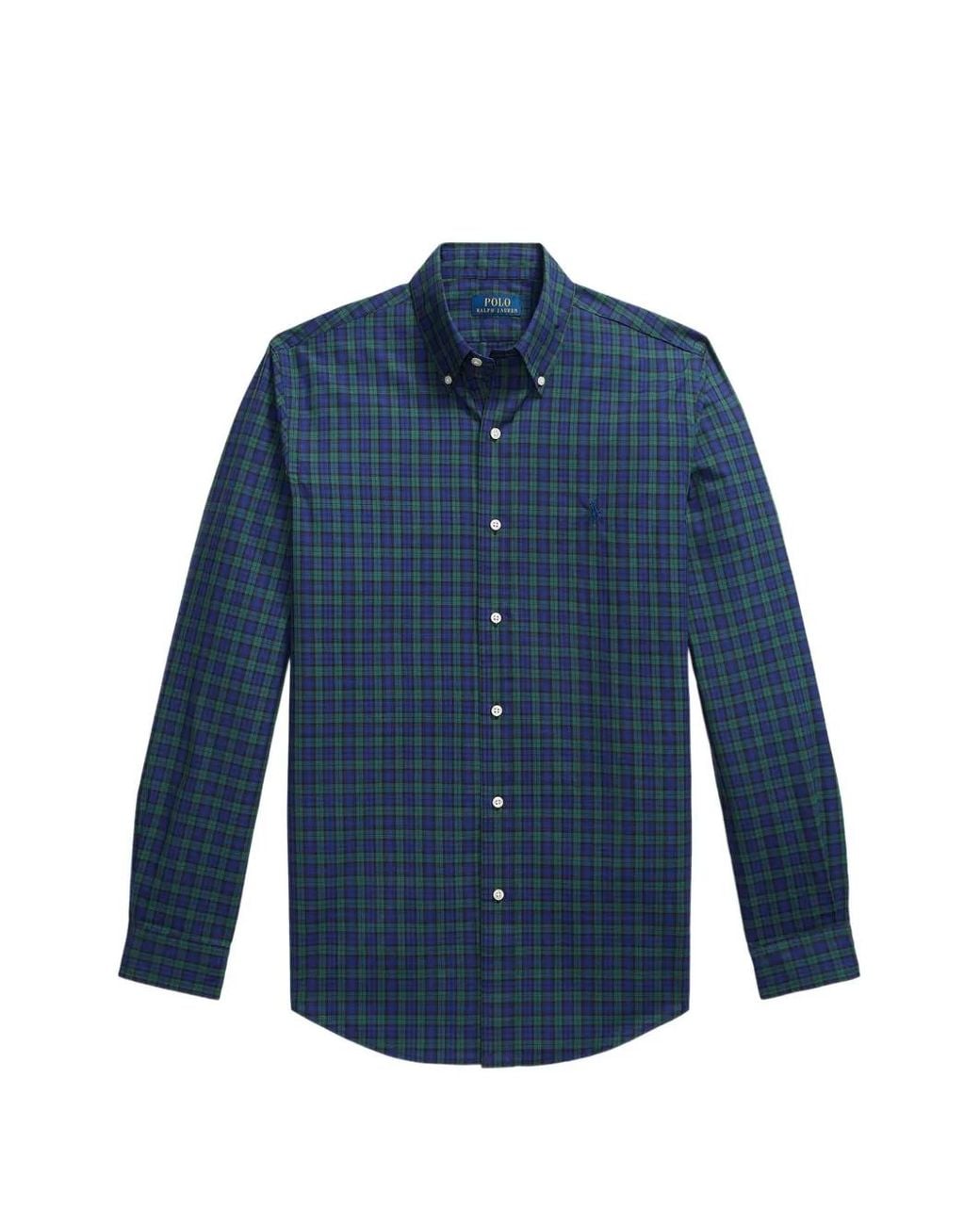 Polo Ralph Lauren Blue Check-Print Button-Down Shirt for men