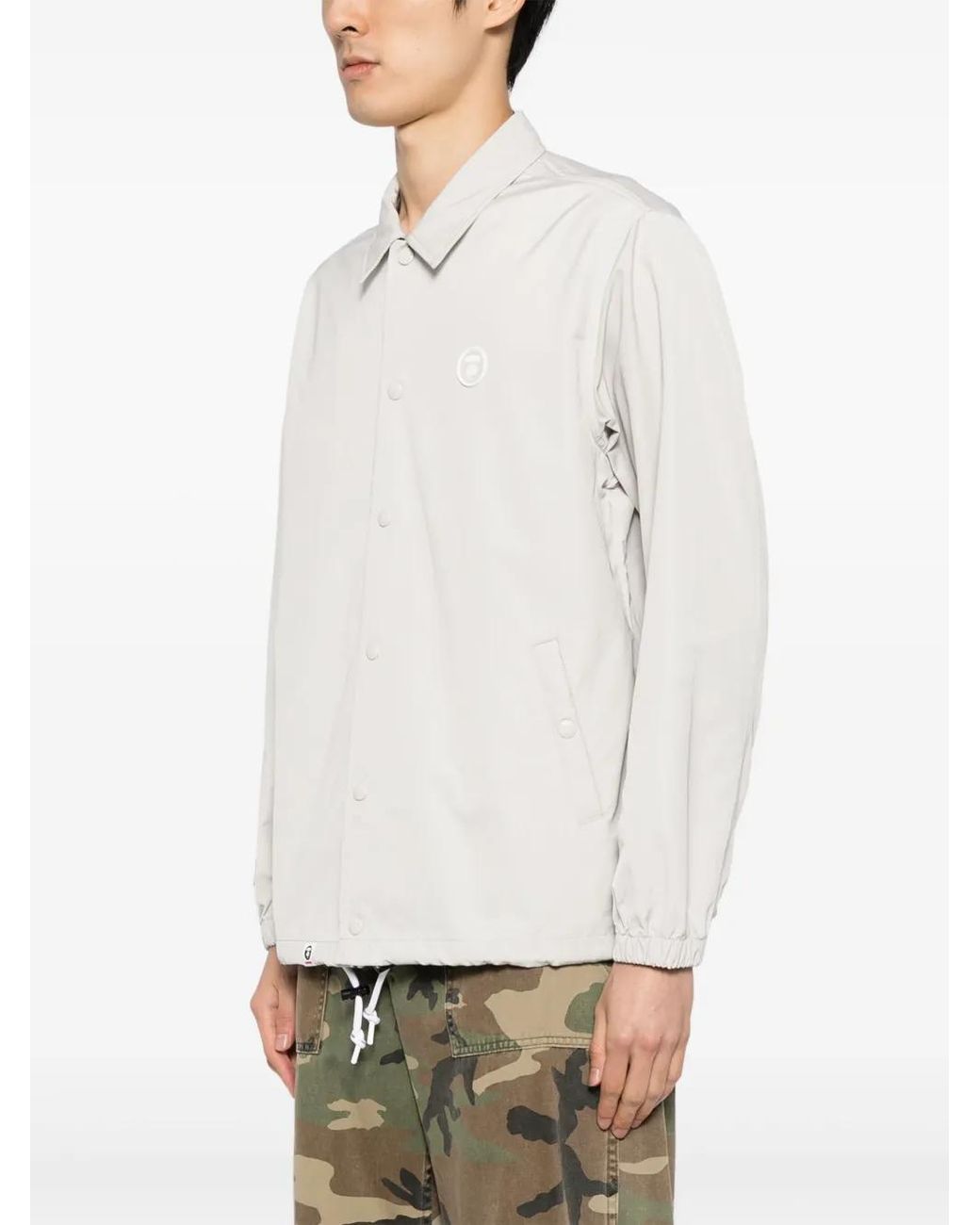 Aape By A Bathing Ape White Logo-Patch Long-Sleeved Jacket for men