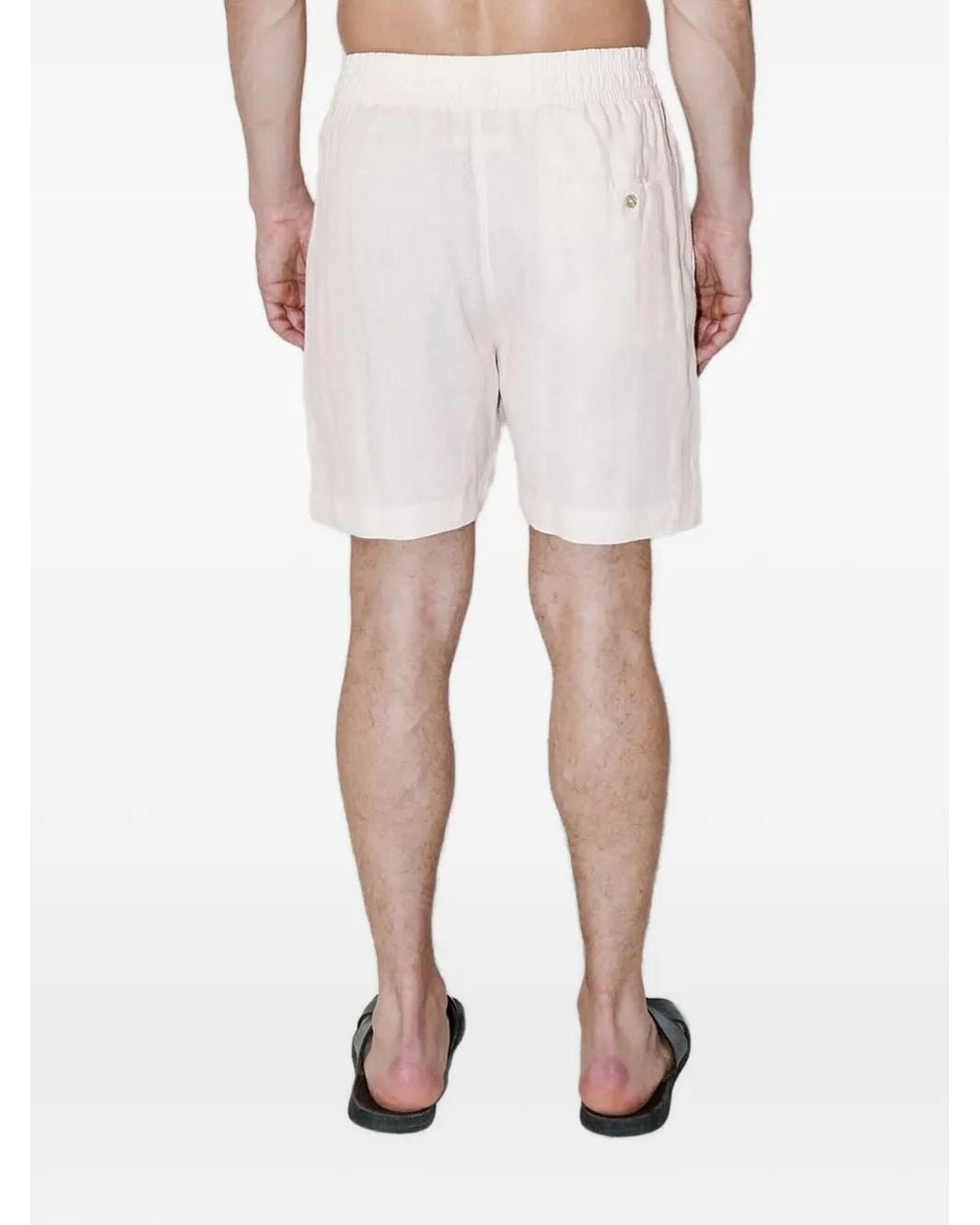 True Tribe White Drawstring-Waist Linen Shorts for men